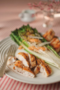 Grilled Catfish with Charred Romaine & Chipotle Caesar Dressing